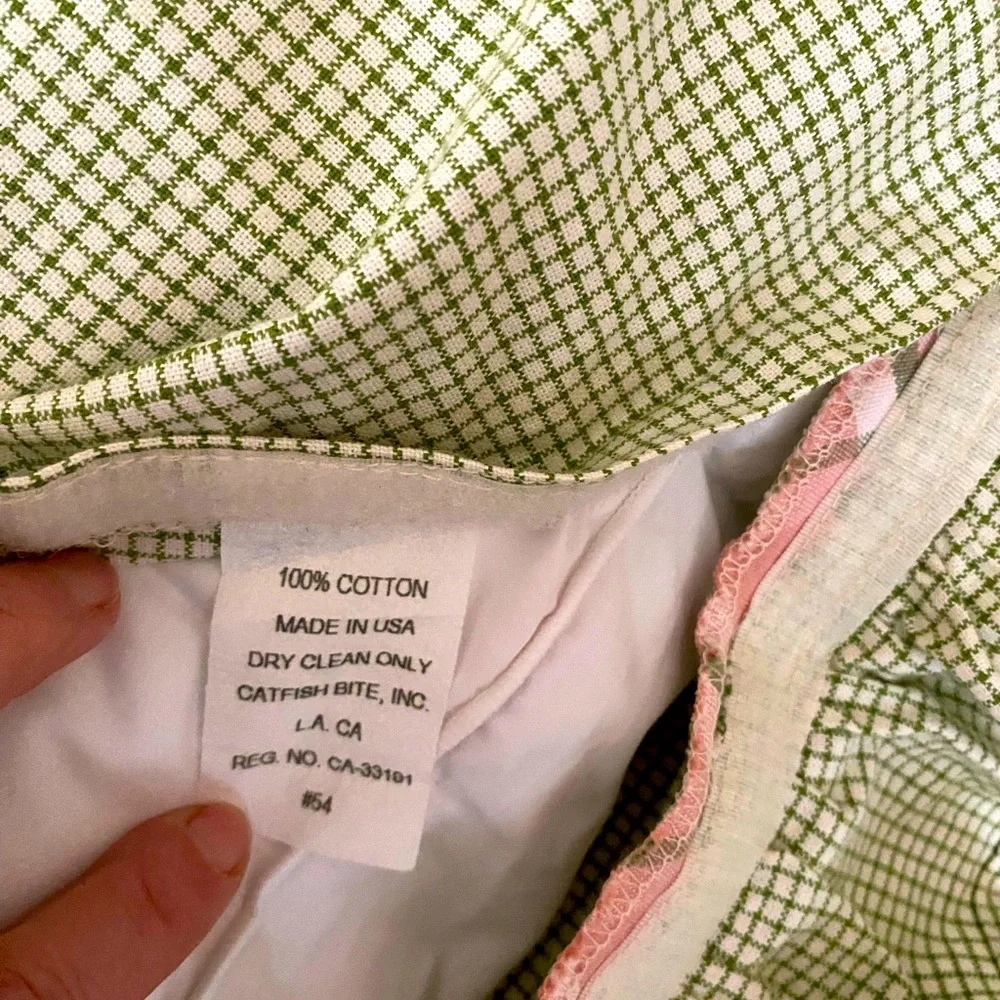 Pink & Green Piped Gingham and Plaid Pillow Sham by Luxury Designer Catfish Bite